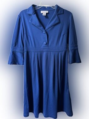 Chadwicks Button-Front Collared Dress in Sea Blue